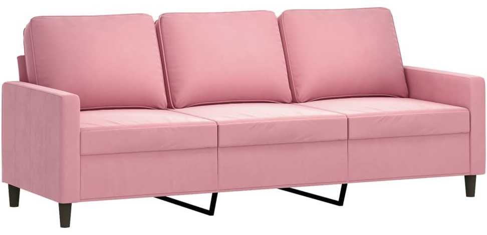 Sofa Sofos komplektas su pagalvėmis, 3 dalių, rožinis, aksomas