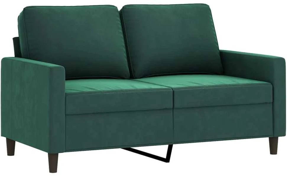 Sofa Sofos komplektas su pagalvėmis, 3 dalių, žalias, aksomas