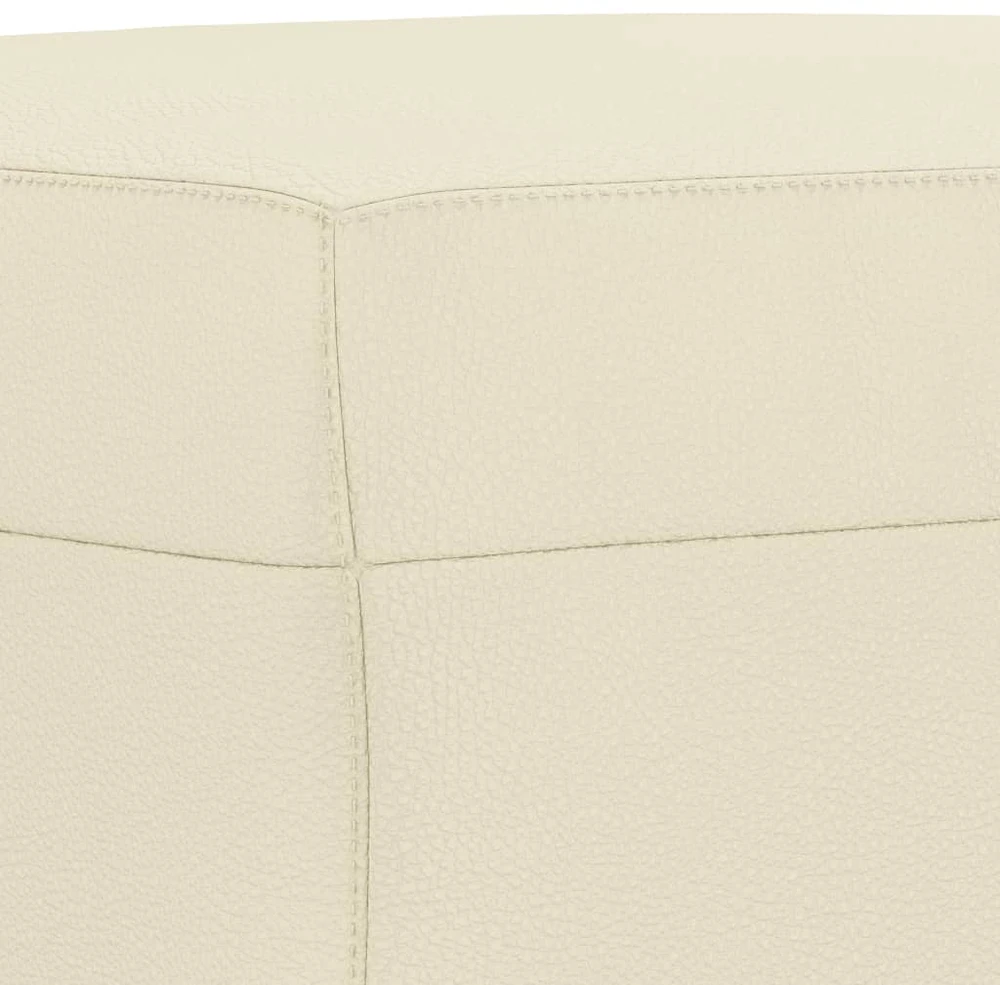 Sofa Sofos komplektas su pagalvėmis, 3 dalių, kreminis, dirbtinė oda