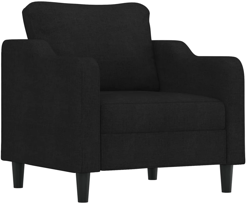 Sofa Sofos komplektas su pagalvėmis, 3 dalių, juodas, audinys