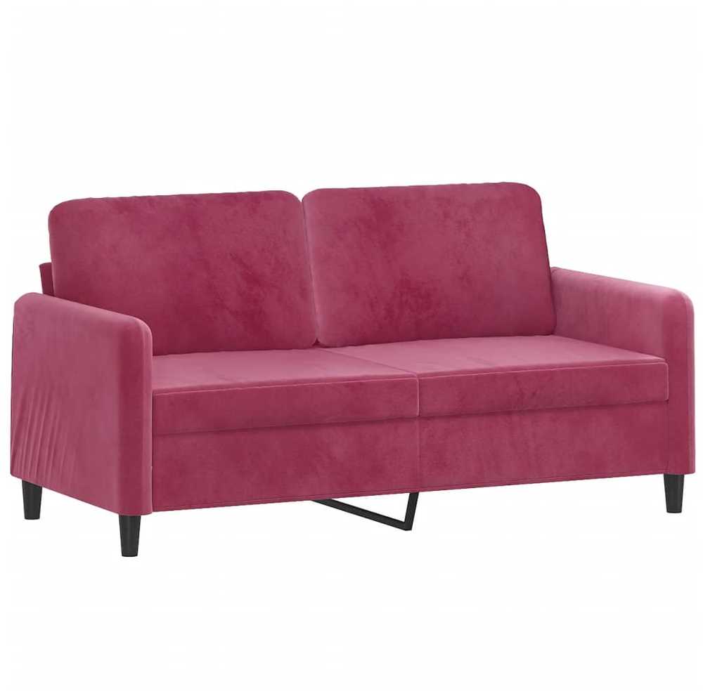 Sofa Sofos komplektas su pagalvėmis, 3 dalių, vyno, aksomas