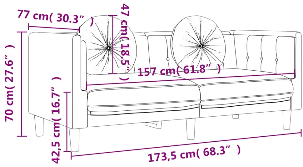 Sofa Sofos komplektas su pagalvėmis, 3 dalių, žalias, aksomas