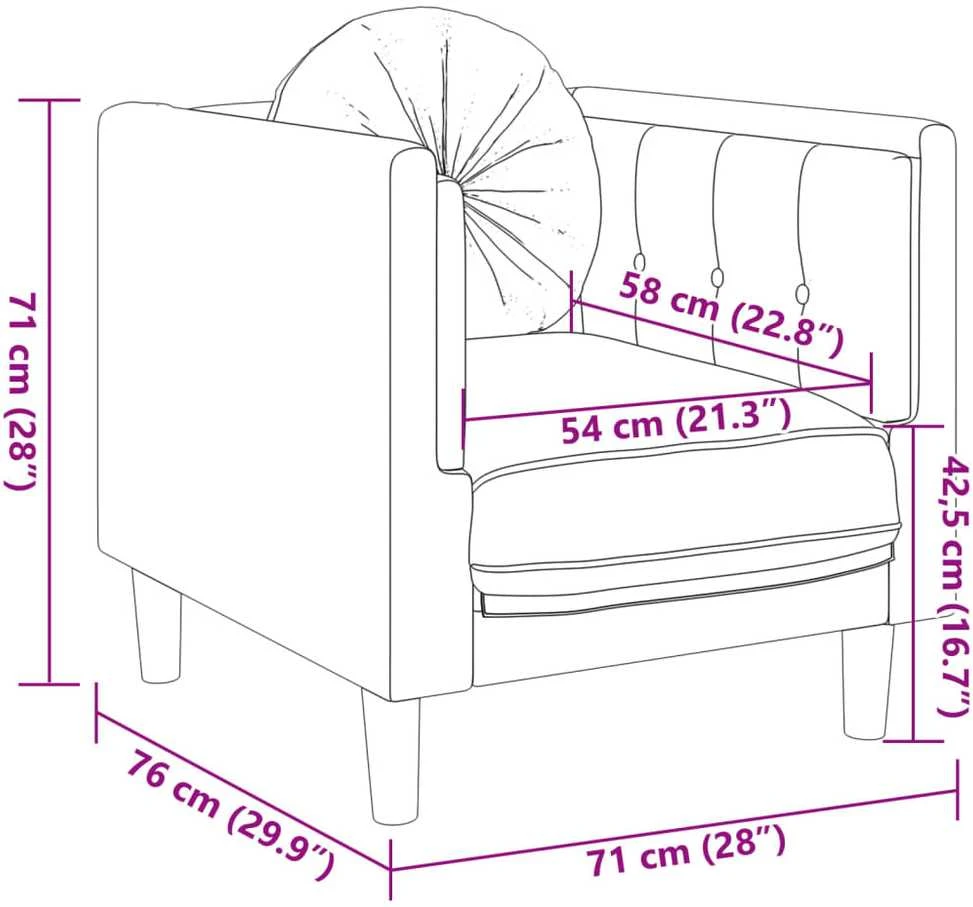 Sofa Sofos komplektas su pagalvėmis, 3 dalių, rudas, aksomas
