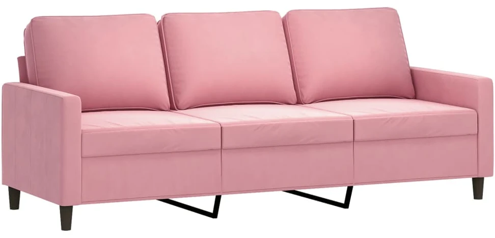 Sofa Sofos komplektas su pagalvėmis, 3 dalių, rožinis, aksomas