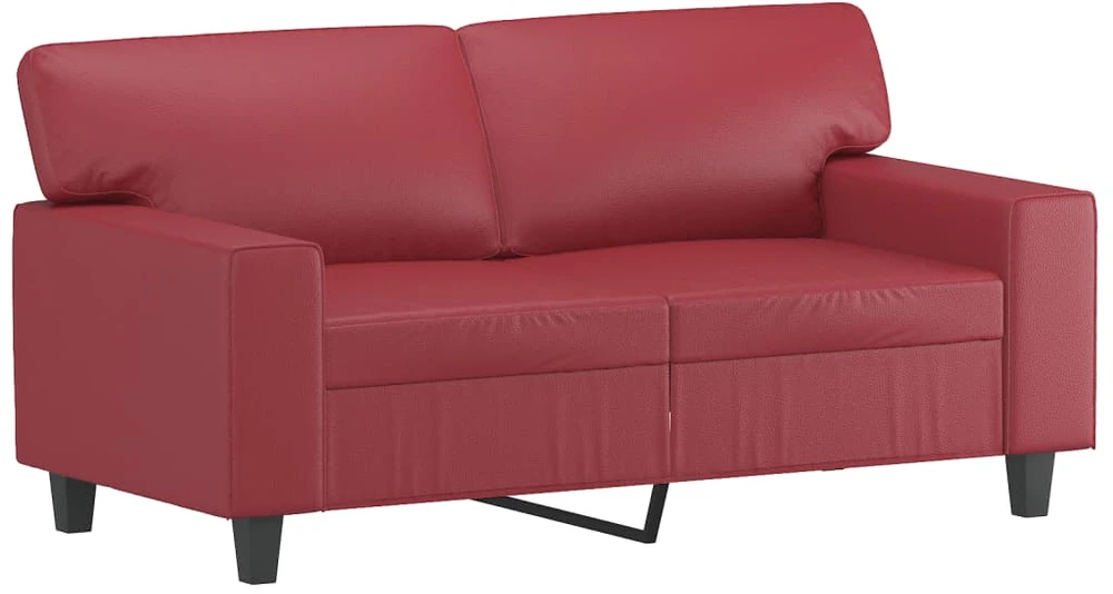Sofa Sofos komplektas su pagalvėmis, 3 dalių, vyno, dirbtinė oda