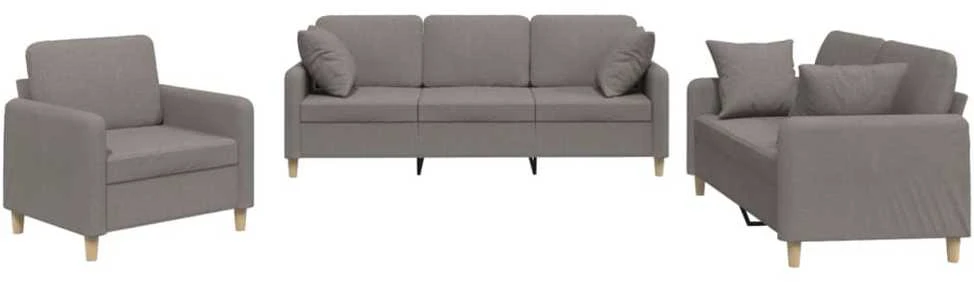 Sofa Sofos komplektas su pagalvėmis, 3 dalių, taupe, audinys