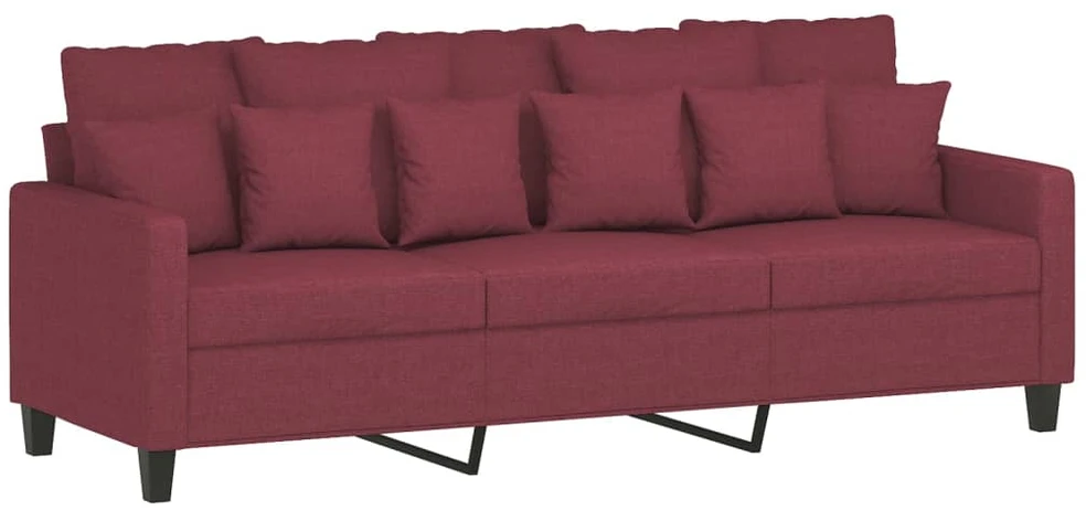 Sofa Sofos komplektas su pagalvėmis, 3 dalių, vyno, audinys