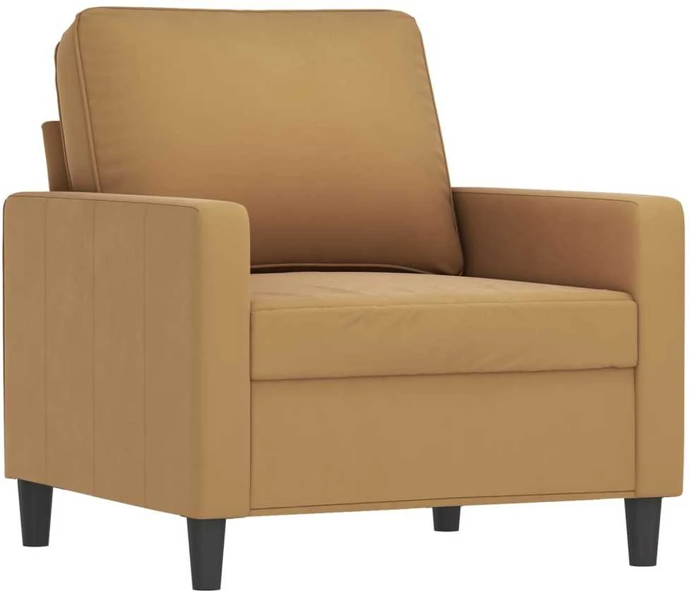 Sofa Sofos komplektas su pagalvėmis, 3 dalių, rudas, aksomas