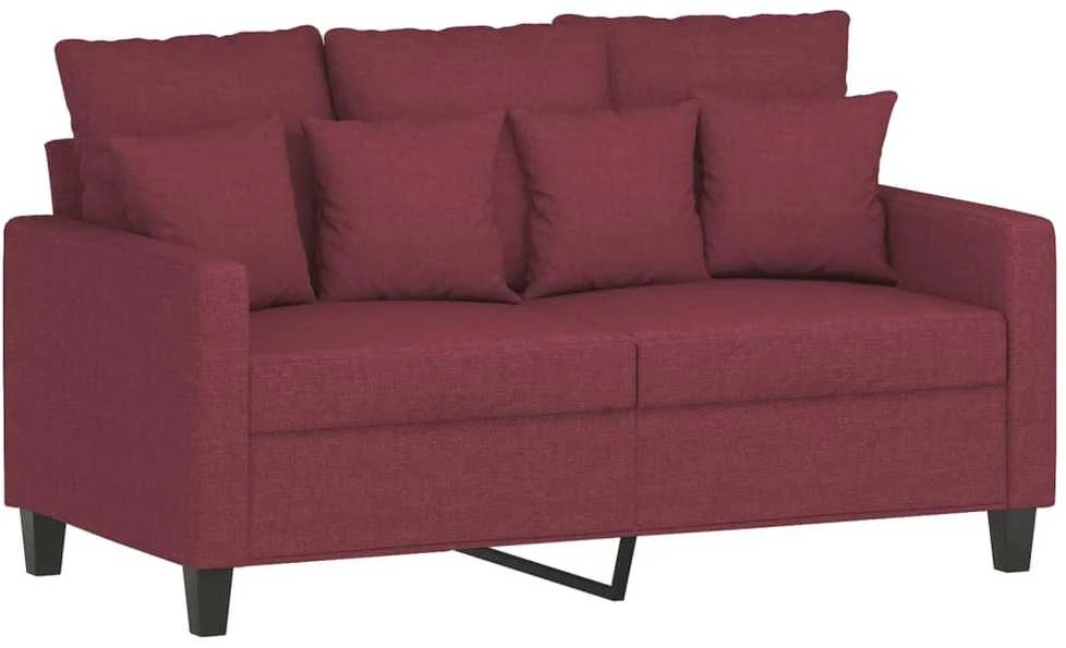 Sofa Sofos komplektas su pagalvėmis, 3 dalių, vyno, audinys