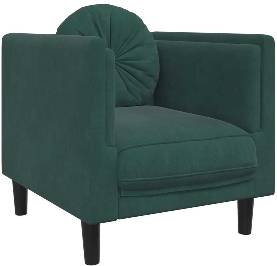 Sofa Sofos komplektas su pagalvėmis, 3 dalių, žalias, aksomas