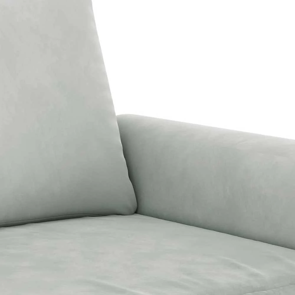 Sofa Sofos komplektas su pagalvėmis, 3 dalių, pilkas, aksomas