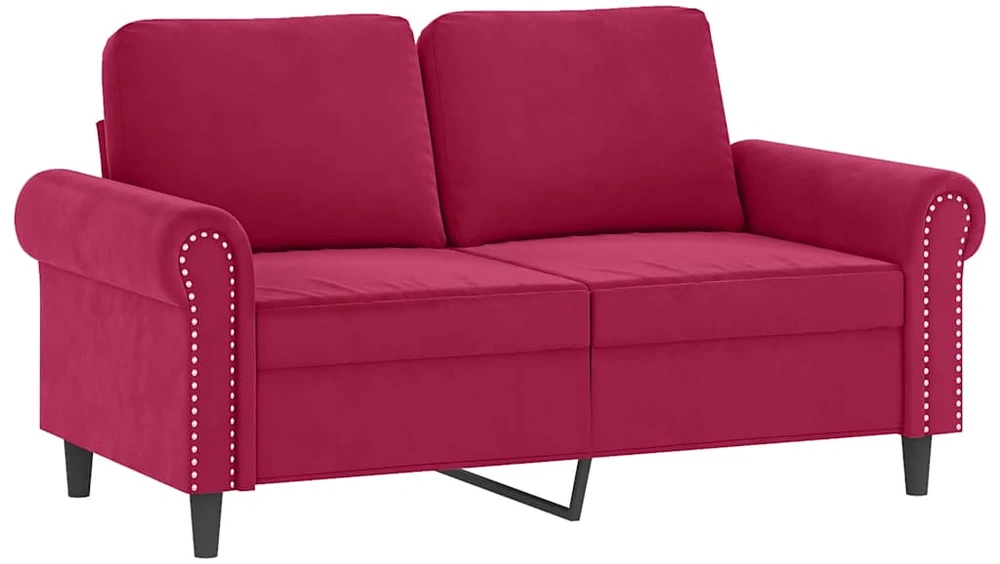 Sofa Sofos komplektas su pagalvėmis, 3 dalių, vyno, aksomas
