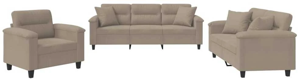 Sofa Sofos komplektas su pagalvėmis, 3 dalių, taupe, audinys