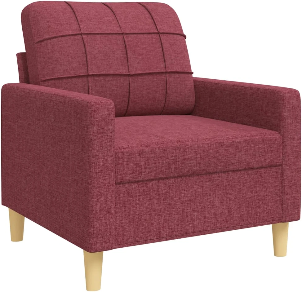 Sofa Sofos komplektas su pagalvėmis, 3 dalių, vyno, audinys