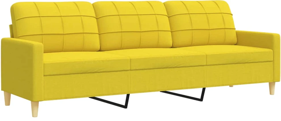 Sofa Sofos komplektas su pagalvėmis, 3 dalių, geltonas, audinys