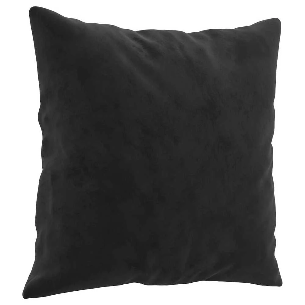 Sofa Sofos komplektas su pagalvėmis, 3 dalių, juodas, aksomas