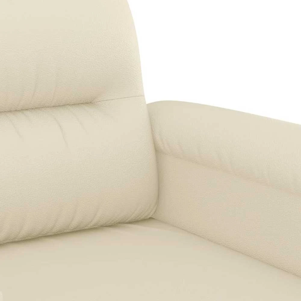 Sofa Sofos komplektas su pagalvėmis, 3 dalių, kreminis, dirbtinė oda