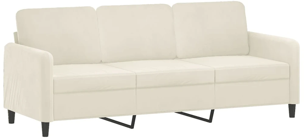 Sofa Sofos komplektas su pagalvėmis, 3 dalių, kreminis, aksomas