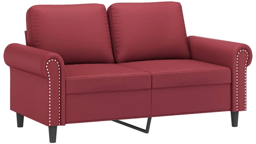 Sofa Sofos komplektas su pagalvėmis, 3 dalių, vyno, dirbtinė oda