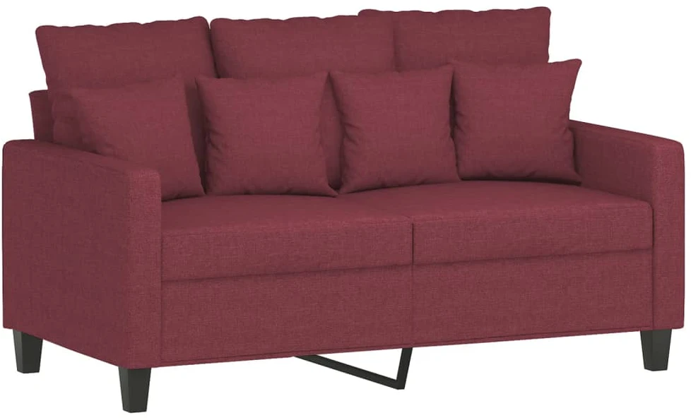 Sofa Sofos komplektas su pagalvėmis, 3 dalių, vyno, audinys