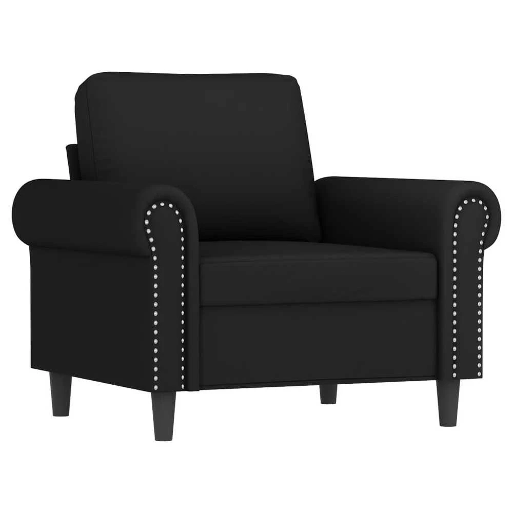 Sofa Sofos komplektas su pagalvėmis, 3 dalių, juodas, aksomas