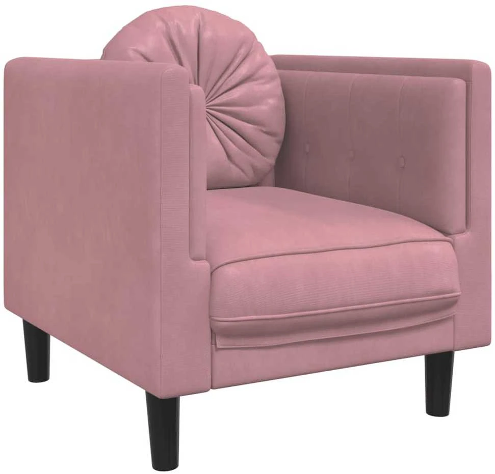 Sofa Sofos komplektas su pagalvėmis, 3 dalių, rožinis, aksomas