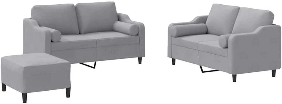 Sofa Sofos komplektas su pagalvėmis, 3 dalių, pilkas, audinys
