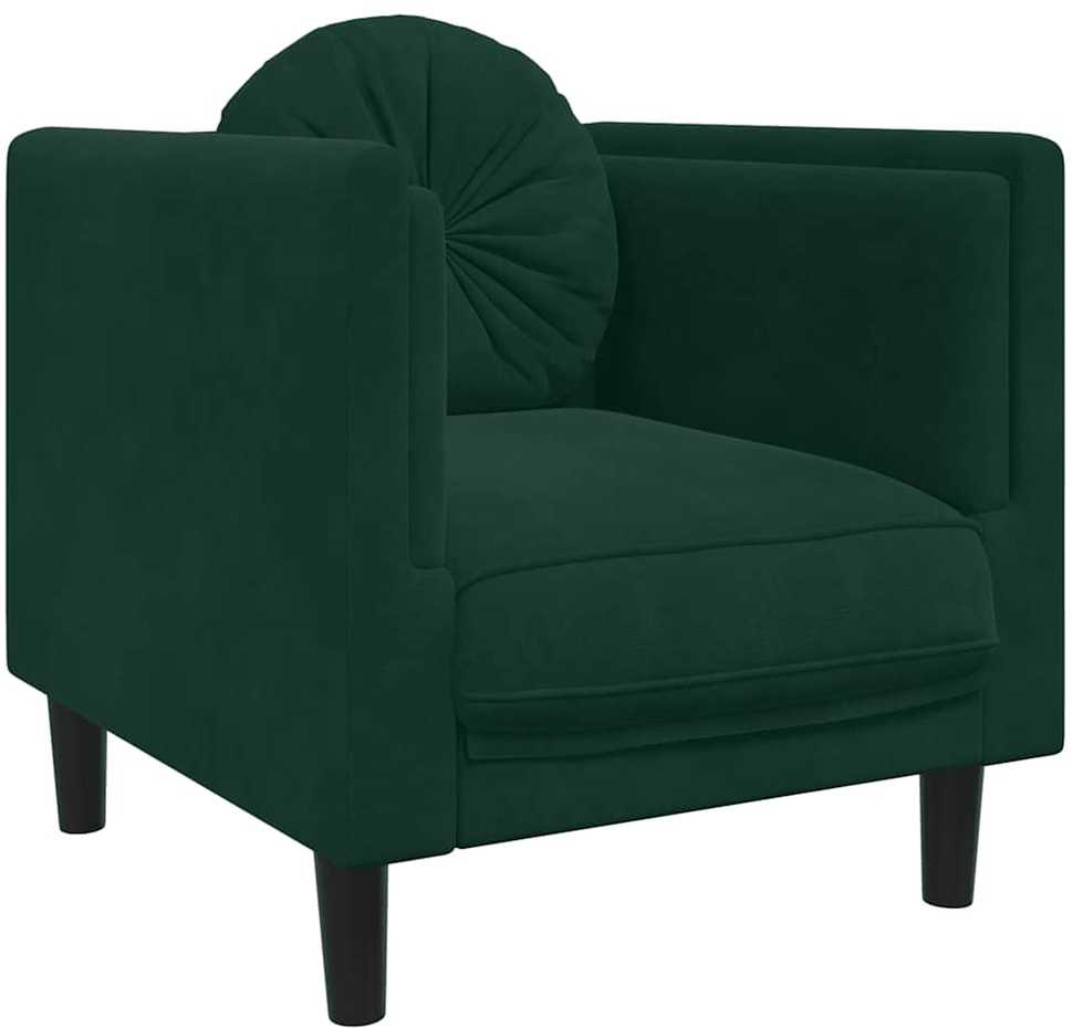 Sofa Sofos komplektas su pagalvėmis, 3 dalių, žalias, aksomas