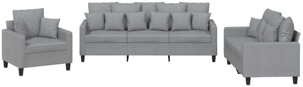 Sofa Sofos komplektas su pagalvėmis, 3 dalių, pilkas, audinys