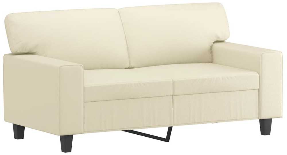 Sofa Sofos komplektas su pagalvėmis, 3 dalių, kreminis, dirbtinė oda