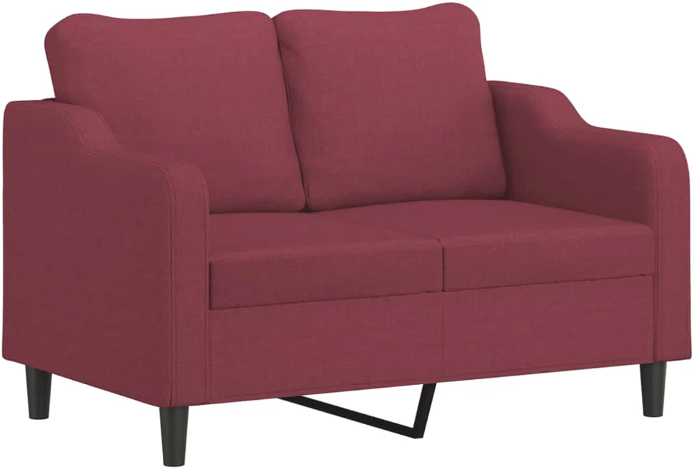 Sofa Sofos komplektas su pagalvėmis, 3 dalių, vyno, audinys