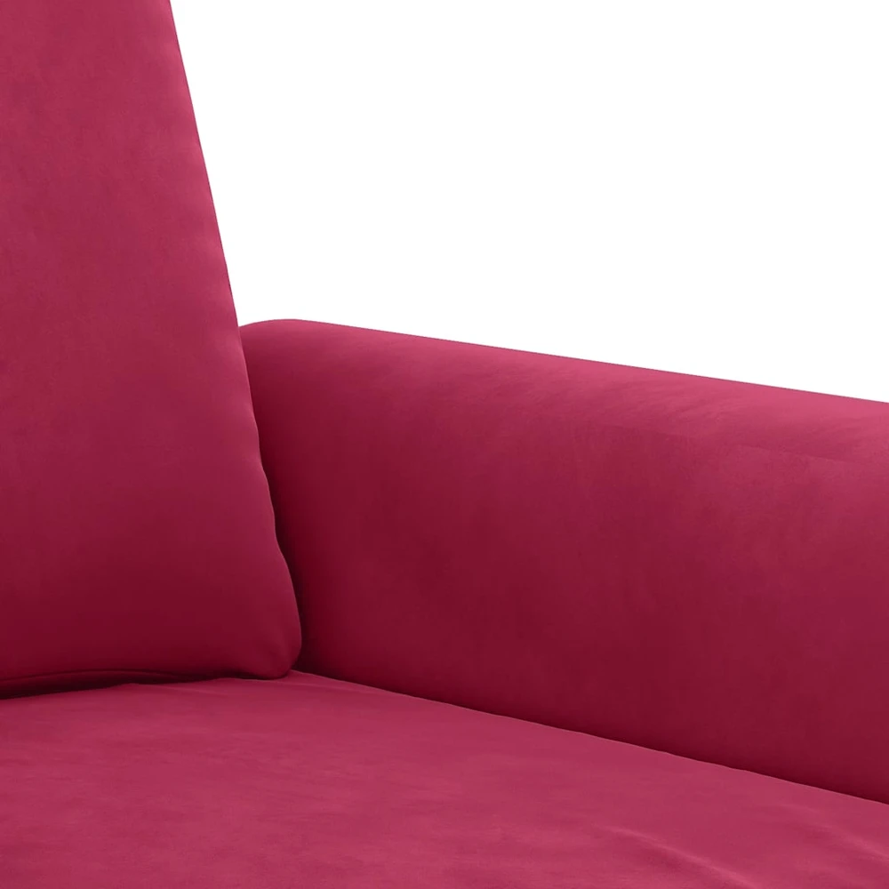 Sofa Sofos komplektas su pagalvėmis, 3 dalių, vyno, aksomas