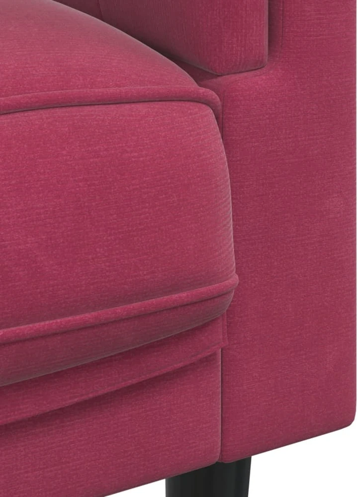Sofa Sofos komplektas su pagalvėmis, 3 dalių, vyno, aksomas