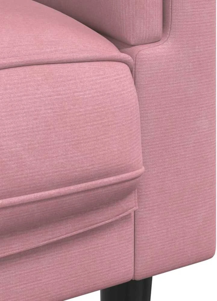 Sofa Sofos komplektas su pagalvėmis, 3 dalių, rožinis, aksomas