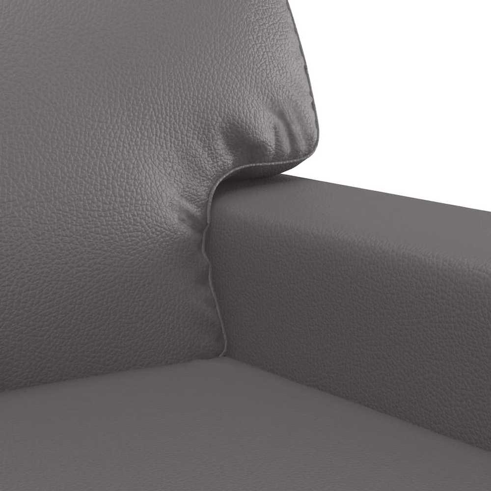 Sofa Sofos komplektas su pagalvėmis, 3 dalių, pilkas, dirbtinė oda