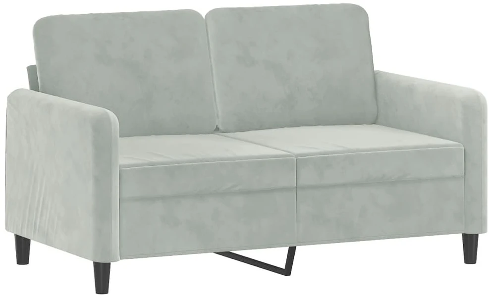 Sofa Sofos komplektas su pagalvėmis, 3 dalių, pilkas, aksomas