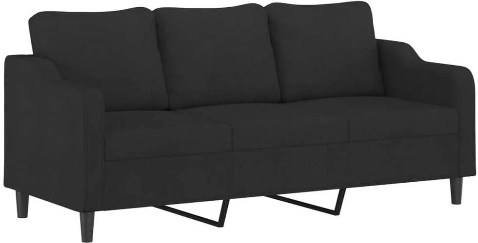 Sofa Sofos komplektas su pagalvėmis, 3 dalių, juodas, audinys
