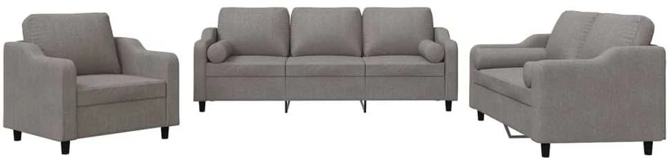 Sofa Sofos komplektas su pagalvėmis, 3 dalių, taupe, audinys