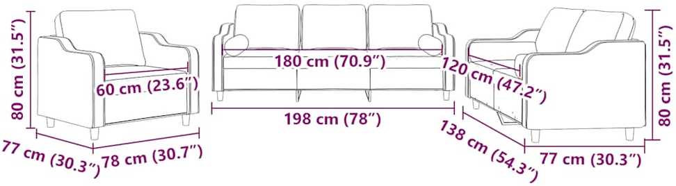 Sofa Sofos komplektas su pagalvėmis, 3 dalių, geltonas, audinys