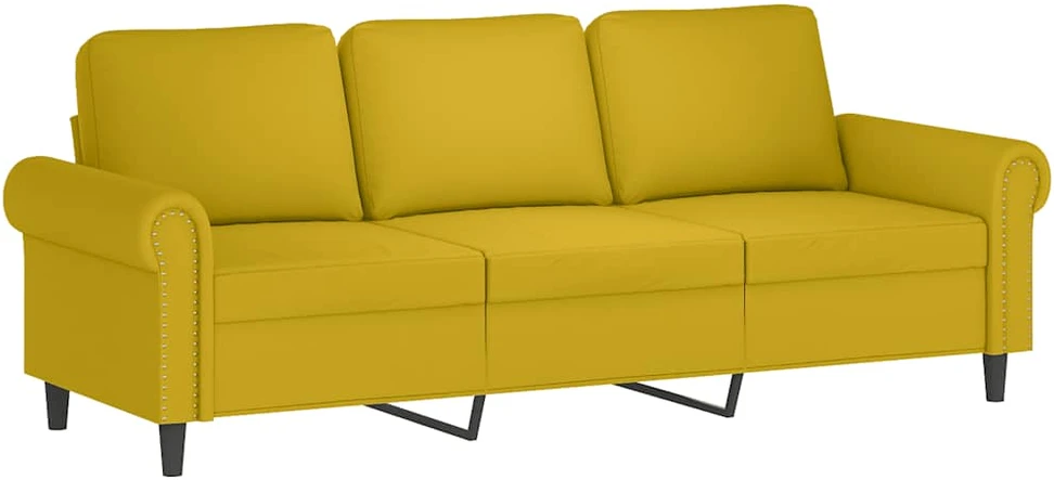 Sofa Sofos komplektas su pagalvėmis, 4 dalių, geltonas, aksomas