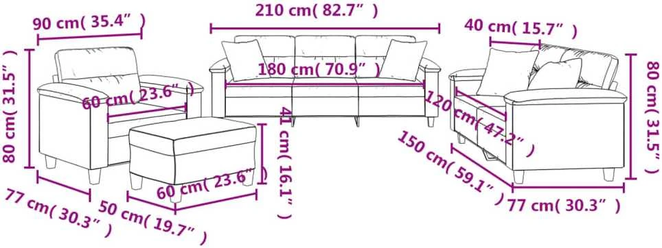 Sofa Sofos komplektas su pagalvėmis, 4 dalių, taupe, audinys