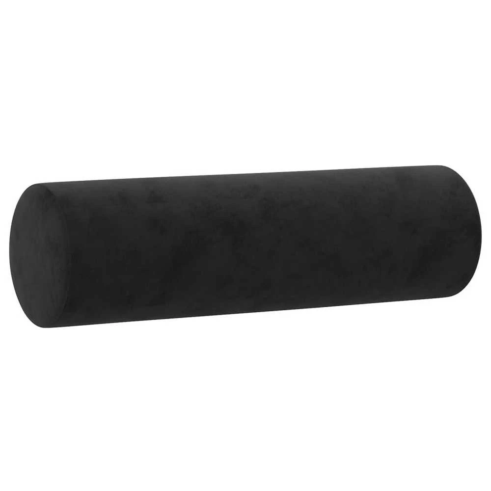 Sofa Sofos komplektas su pagalvėmis, 4 dalių, juodas, aksomas