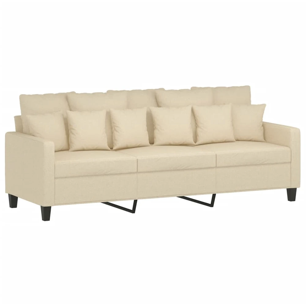 Sofa Sofos komplektas su pagalvėmis, 4 dalių, kreminis, audinys