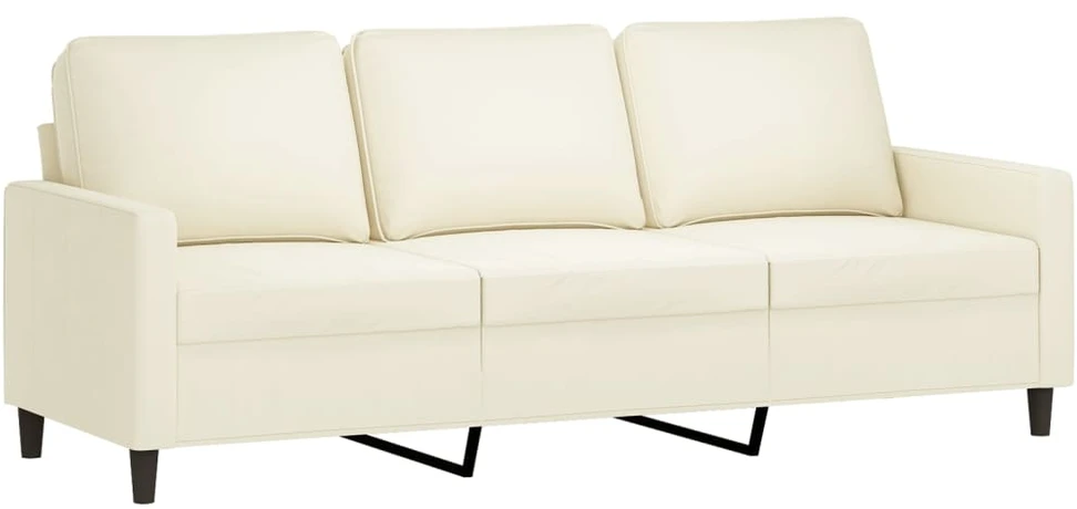 Sofa Sofos komplektas su pagalvėmis, 4 dalių, kreminis, aksomas