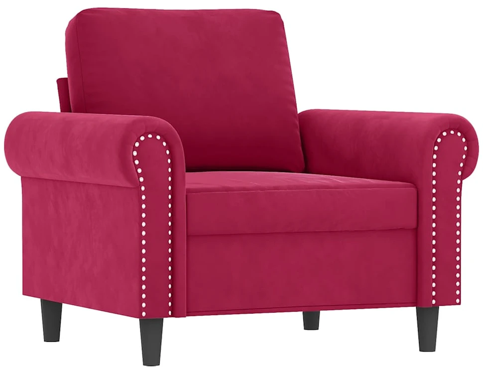 Sofa Sofos komplektas su pagalvėmis, 4 dalių, vyno, aksomas