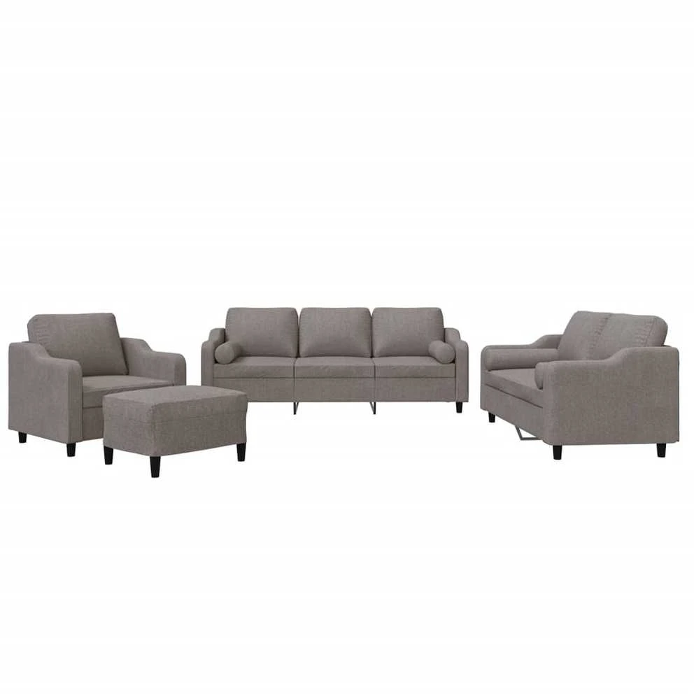 Sofa Sofos komplektas su pagalvėmis, 4 dalių, taupe, audinys