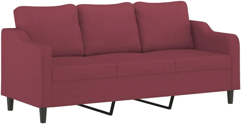Sofa Sofos komplektas su pagalvėmis, 4 dalių, vyno, audinys