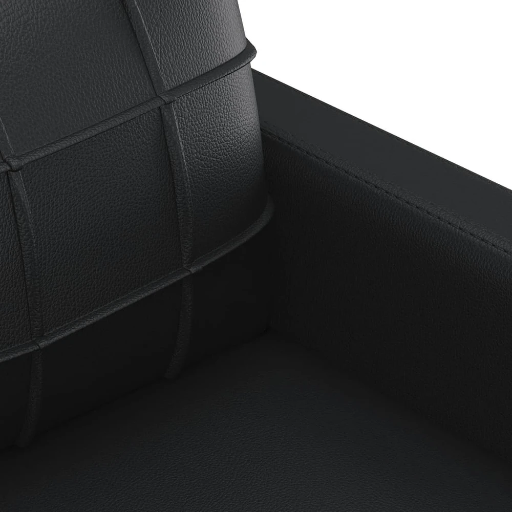 Sofa Sofos komplektas su pagalvėmis, 4 dalių, juodas, dirbtinė oda