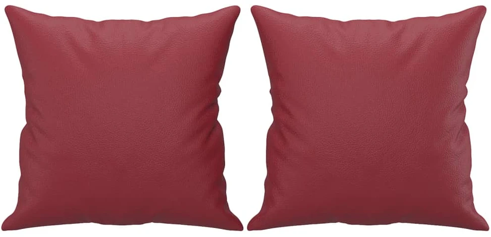 Sofa Sofos komplektas su pagalvėmis, 4 dalių, vyno, dirbtinė oda
