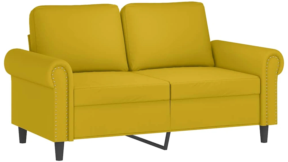 Sofa Sofos komplektas su pagalvėmis, 4 dalių, geltonas, aksomas